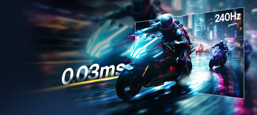 Rýchlosť 0,03 ms (GtG), plynulá hrateľnosť 240 Hz