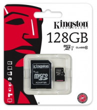 Kingston microSDXC karta 128GB class 10 + adaptér