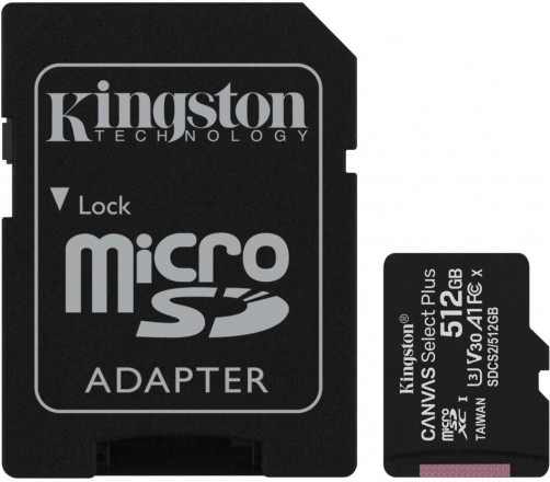 Kingston microSDCS2 Canvas Select Plus karta 512 GB + adaptér